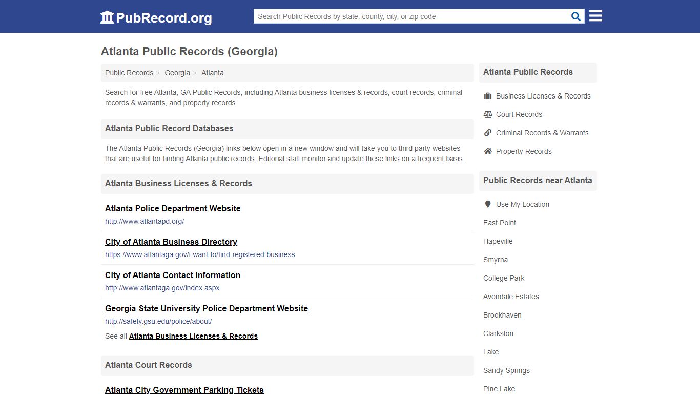 Free Atlanta Public Records (Georgia Public Records) - PubRecord.org